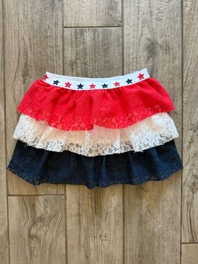 Red White and Blue Lace Tiered Skirt - Kids Bottoms